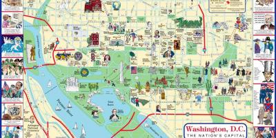 Mappa di mappa a piedi di washington dc attrazioni
