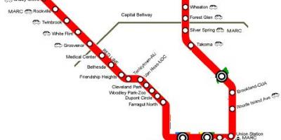 Washington dc della metropolitana linea rossa sulla mappa