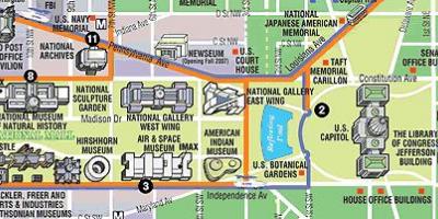 Mappa di washington dc, musei e monumenti