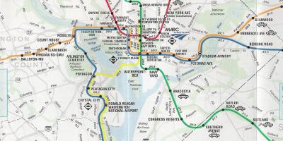 Washington dc mappa stradale con le stazioni della metropolitana
