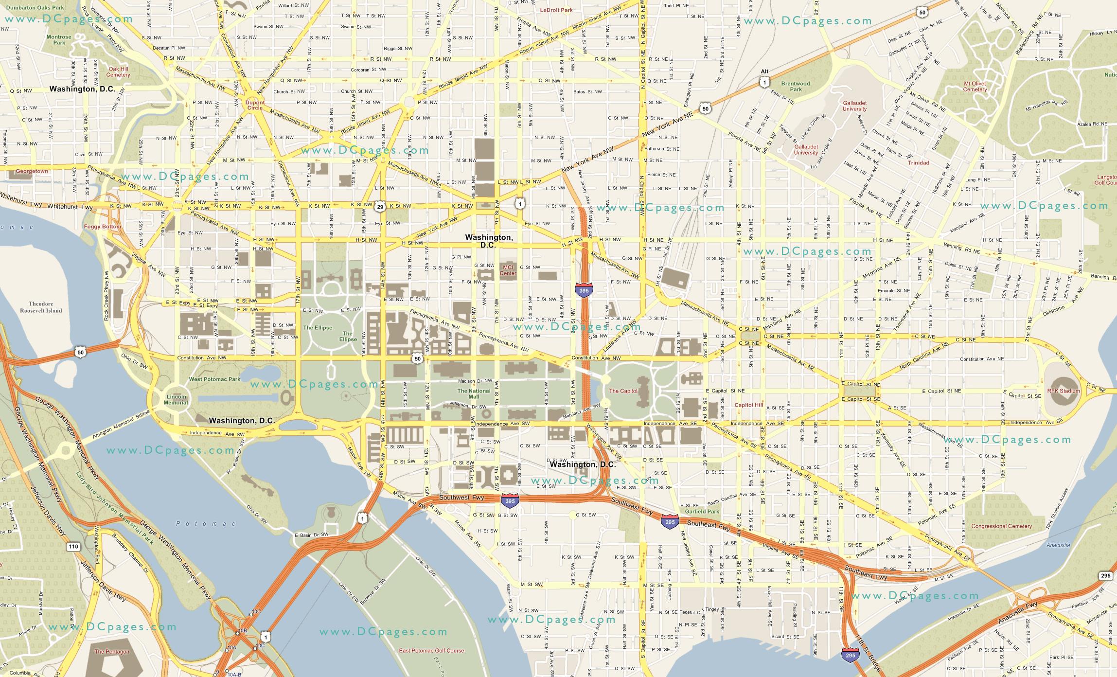 Mappa Stradale Di Washington Dc 