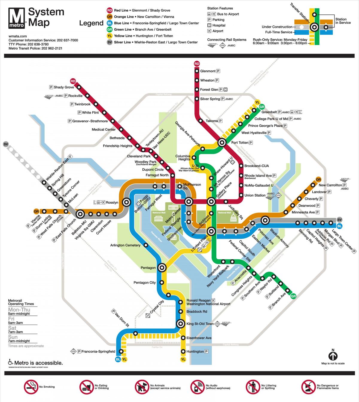 washington dc mappa della metropolitana linea argento