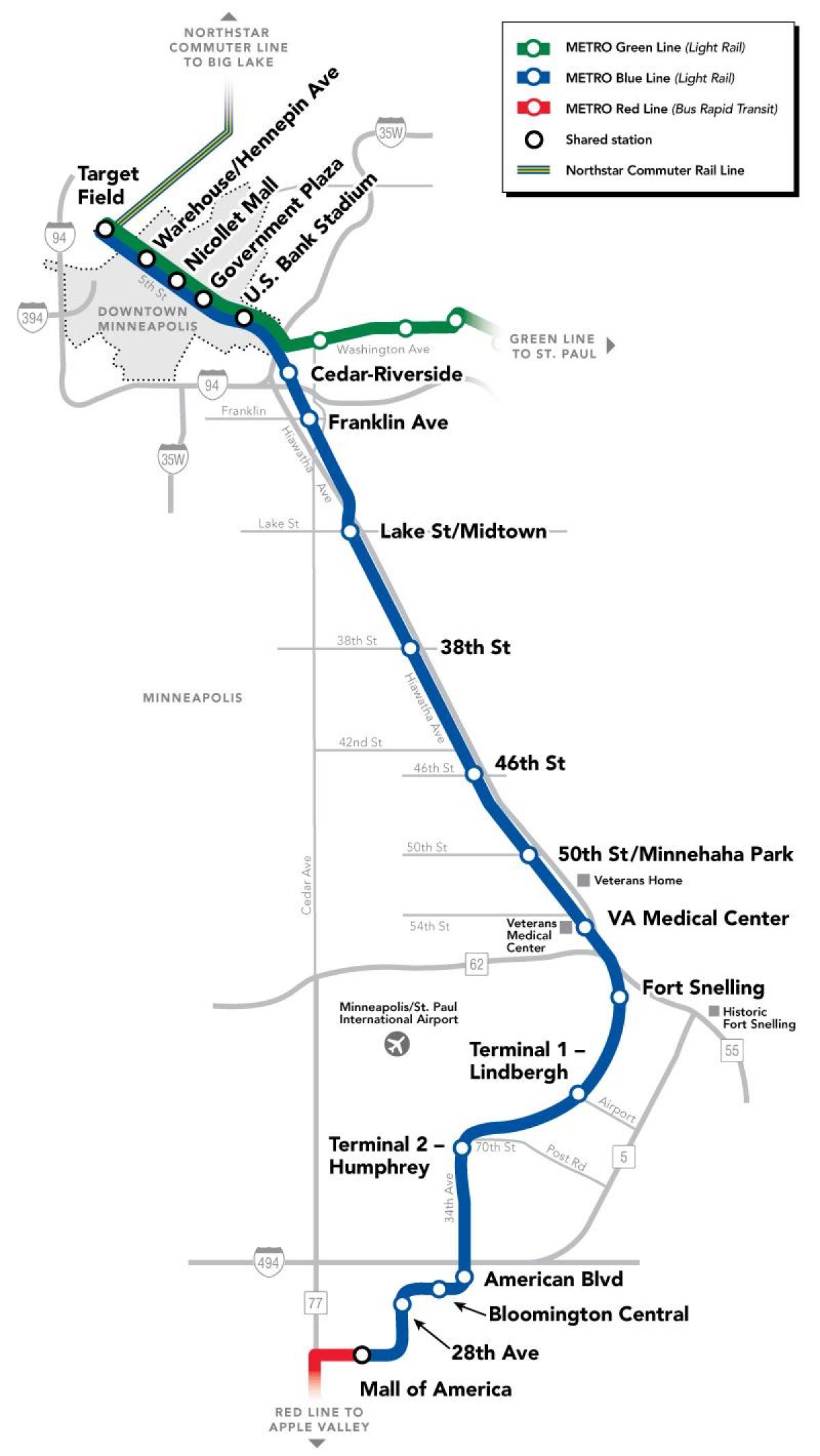 linea blu dc mappa della metropolitana