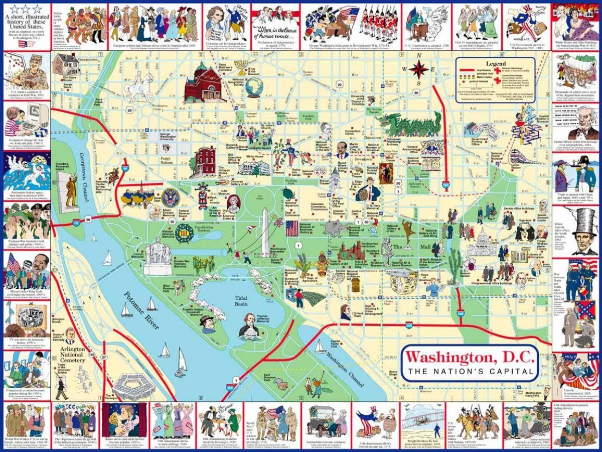 mappa di mappa a piedi di washington dc attrazioni