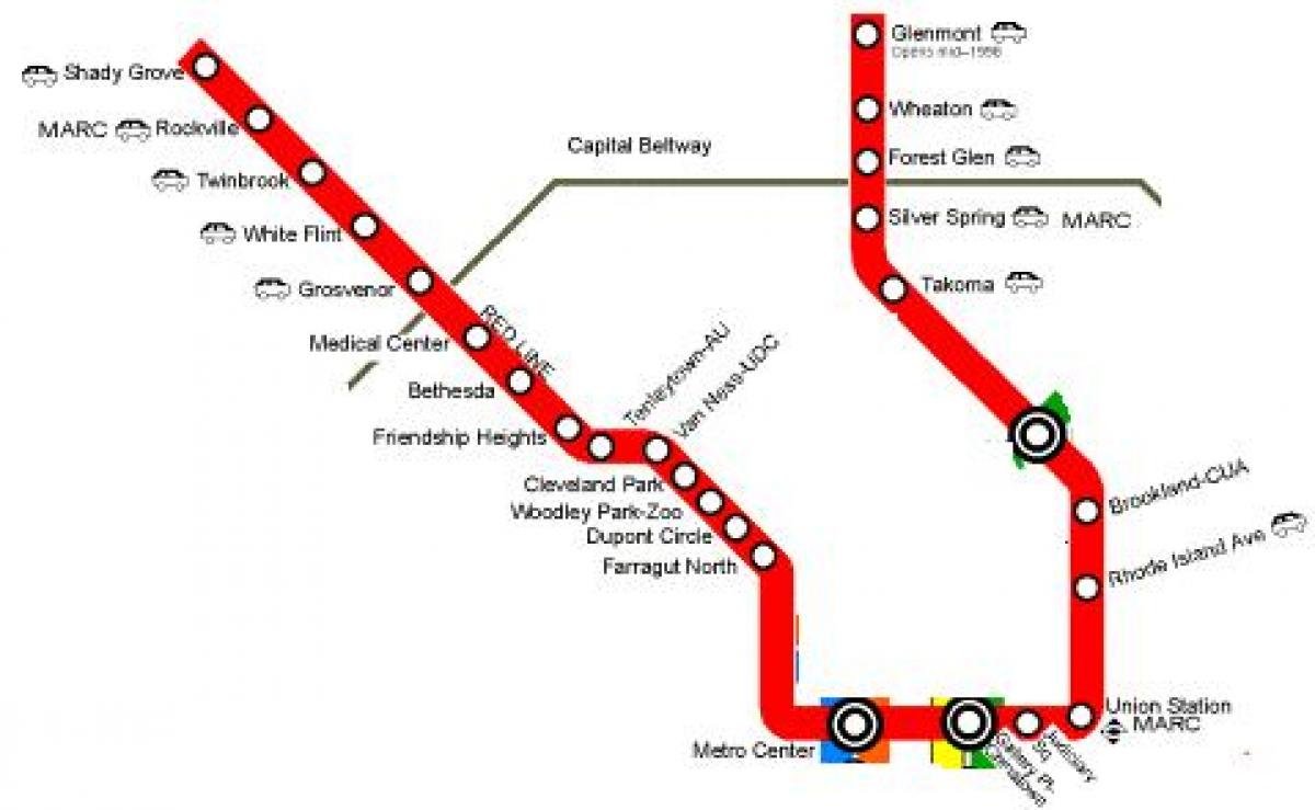 washington dc della metropolitana linea rossa sulla mappa