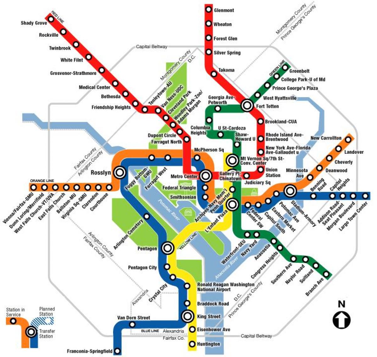 wa dc mappa della metropolitana