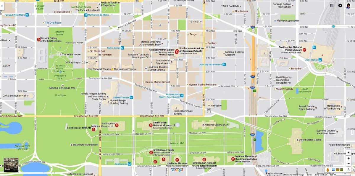 mappa del national mall e musei