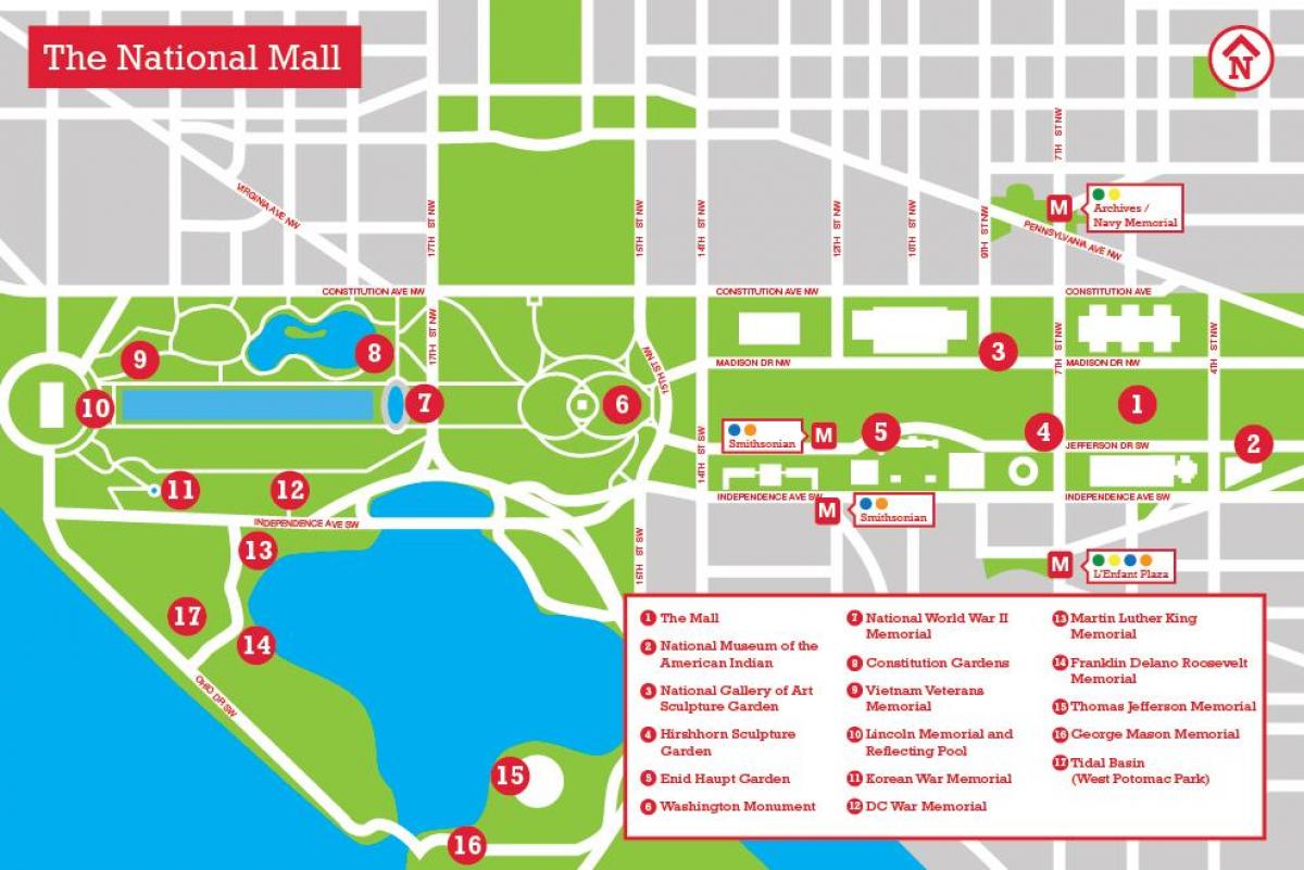 mappa del national mall di parcheggio