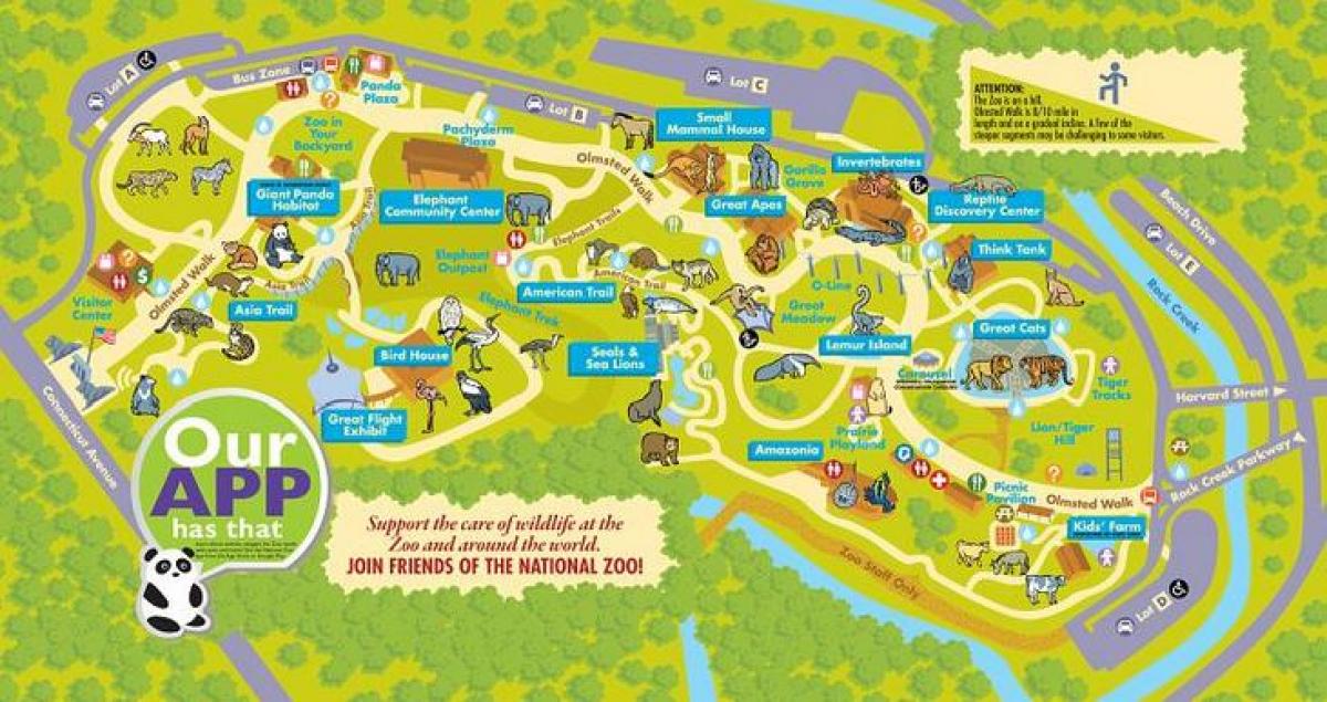 lo zoo nazionale di washington dc mappa