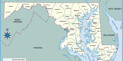 Mappa del maryland e washington dc